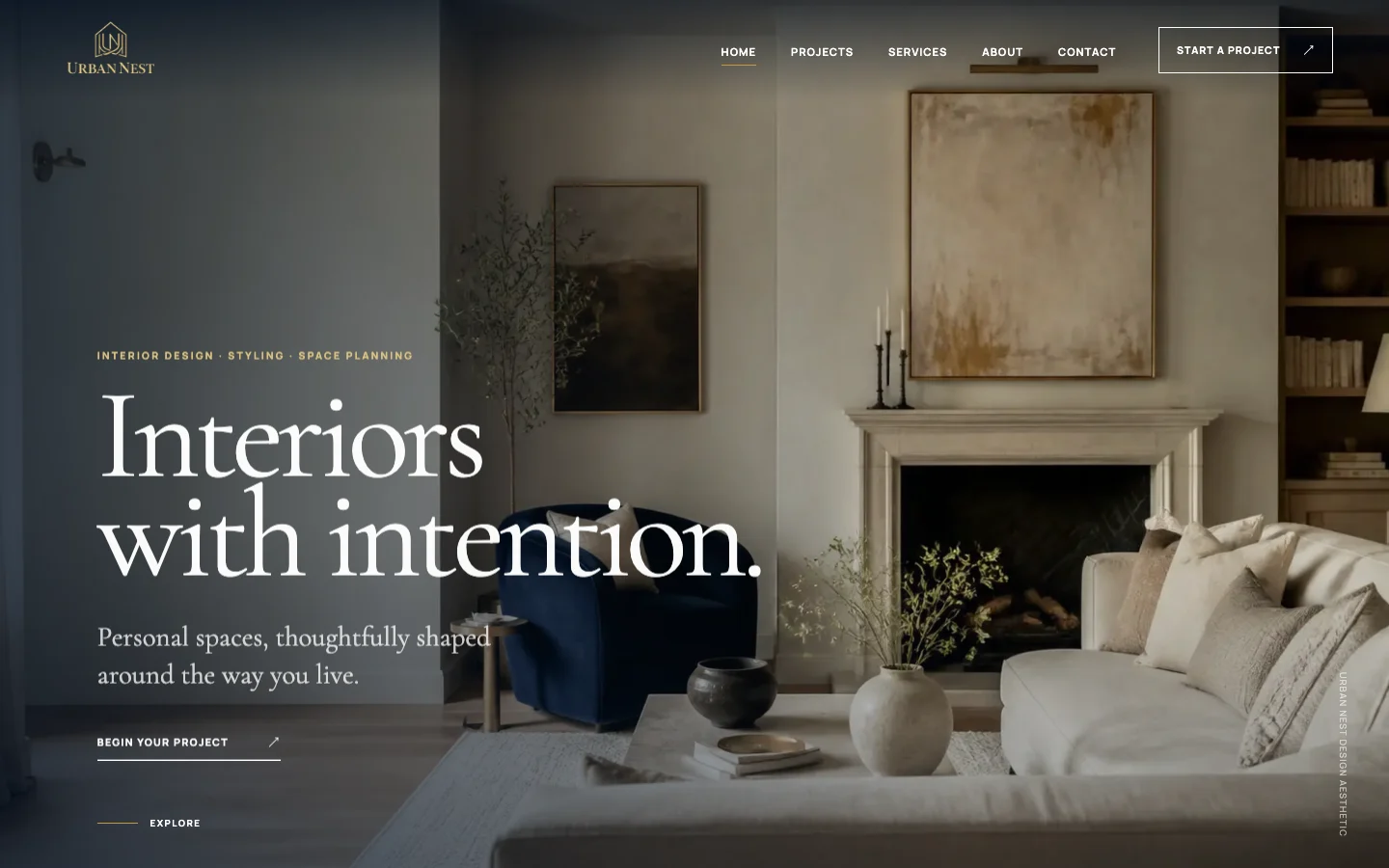 Urban Nest Studio website homepage designed and developed by FL Ecosystem